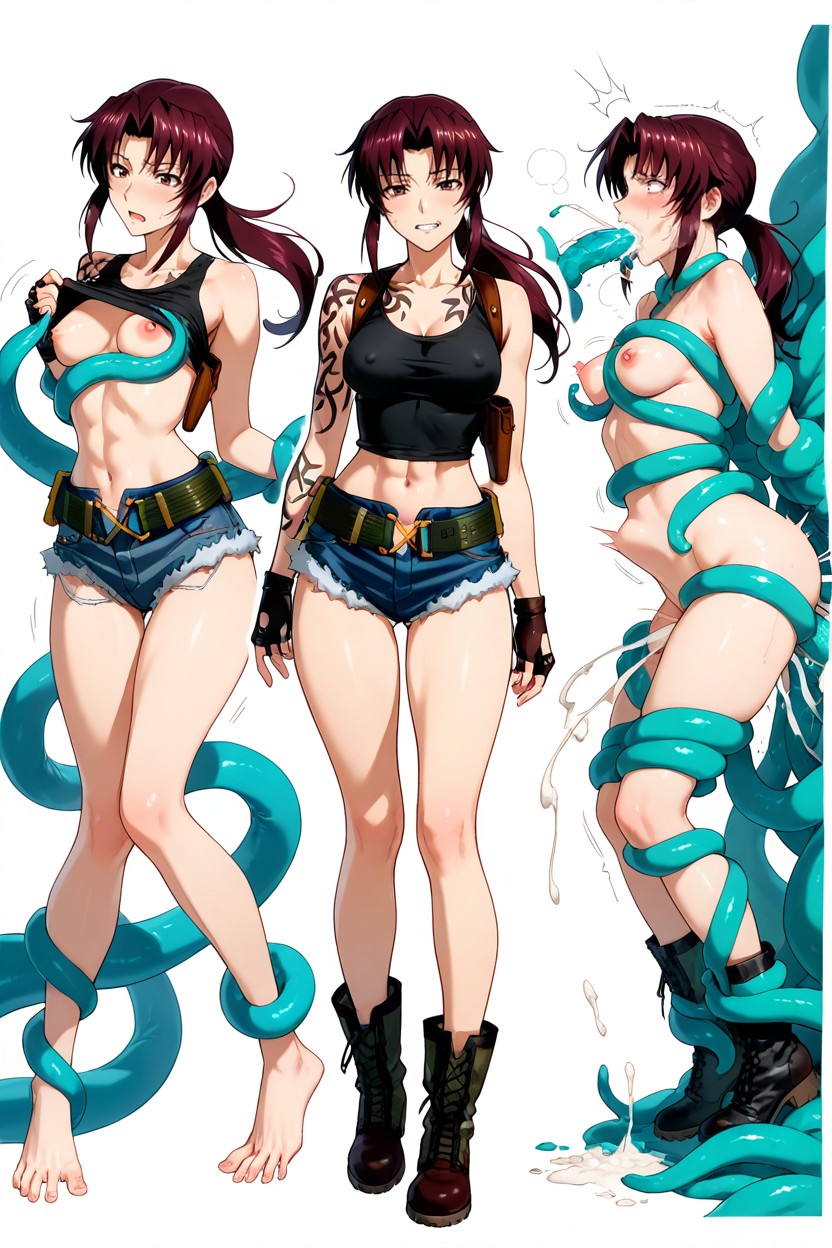 Twin Holsters Belt, Bouncing Breast, Small Ass Hentai AI Porn