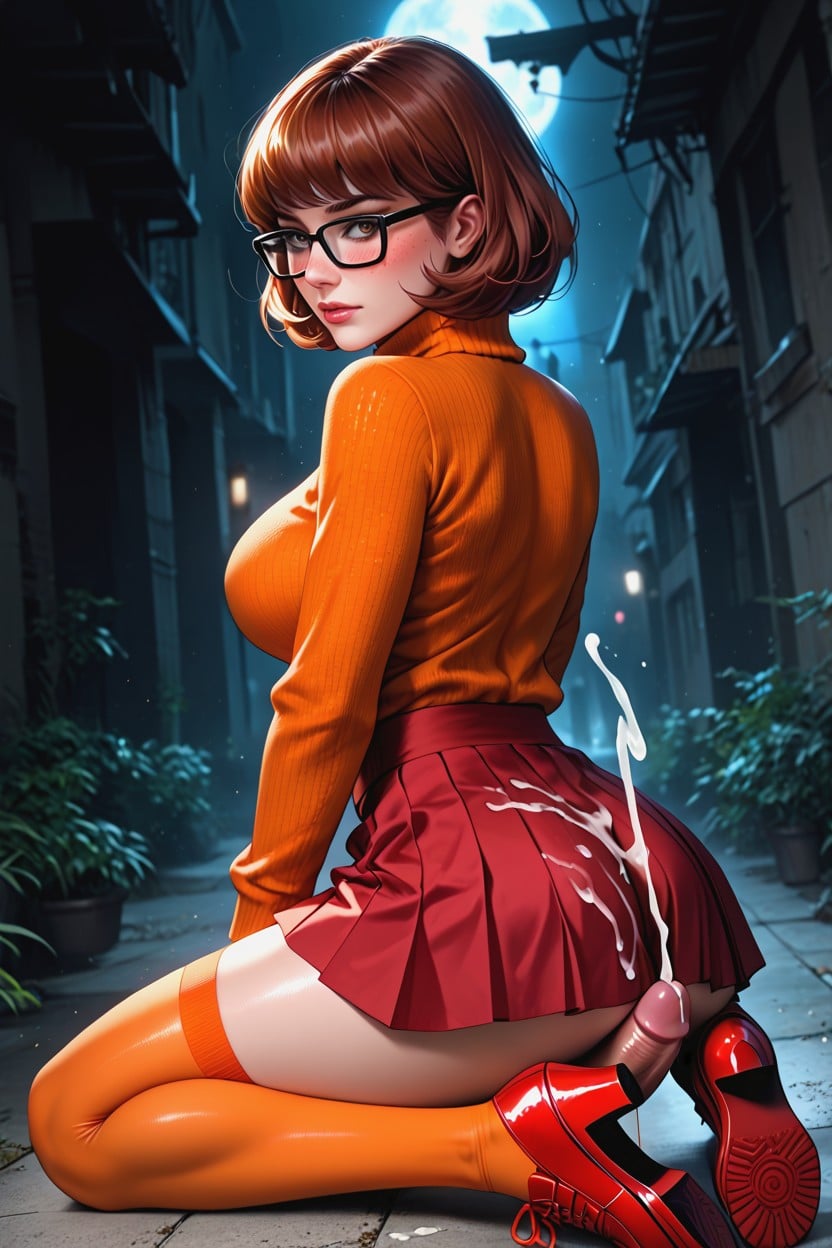 Arched Back, Cumshot, Orange Sweater Hentai AI Porn