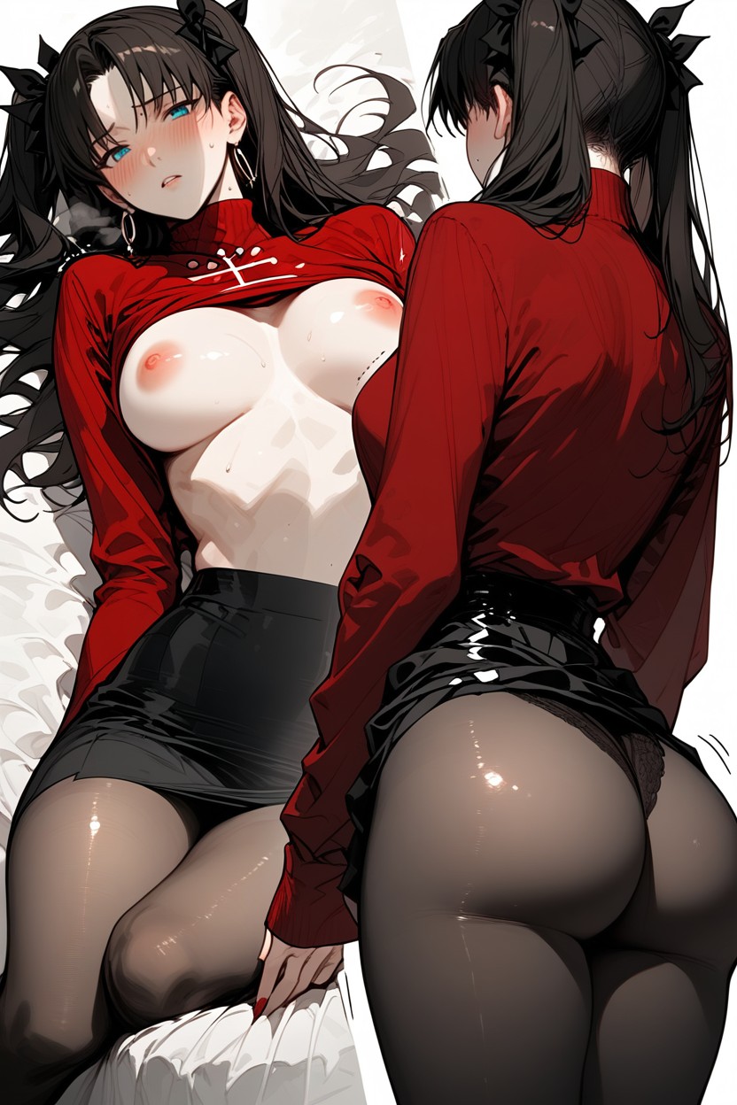Medium Round Bubble Butt In The Air, Laying On Her Side, Round Ass Hentai AI Porn