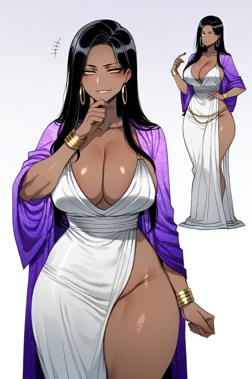 Exposed Cleavage, 18+, Black Outline Hentai AI Porn