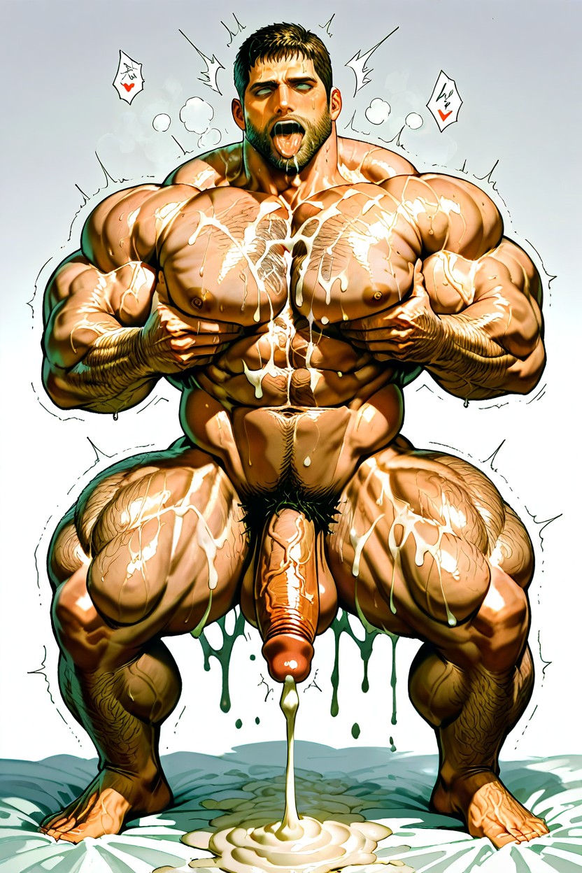 Squeezing Breasts, Bulky, Full Body AI Gay Porn