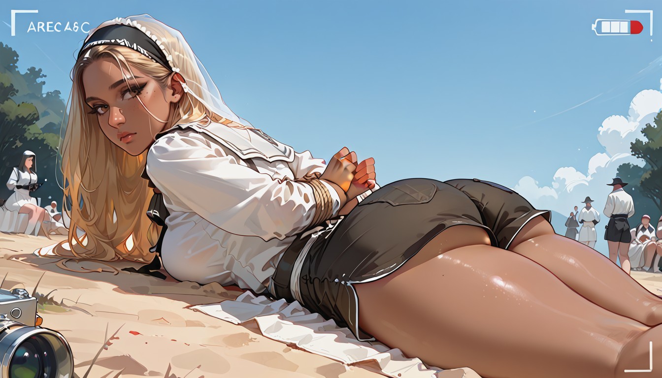 Blonde Hair, In A Pioneer Settlement, Lying In Prone Position Hentai AI Porn