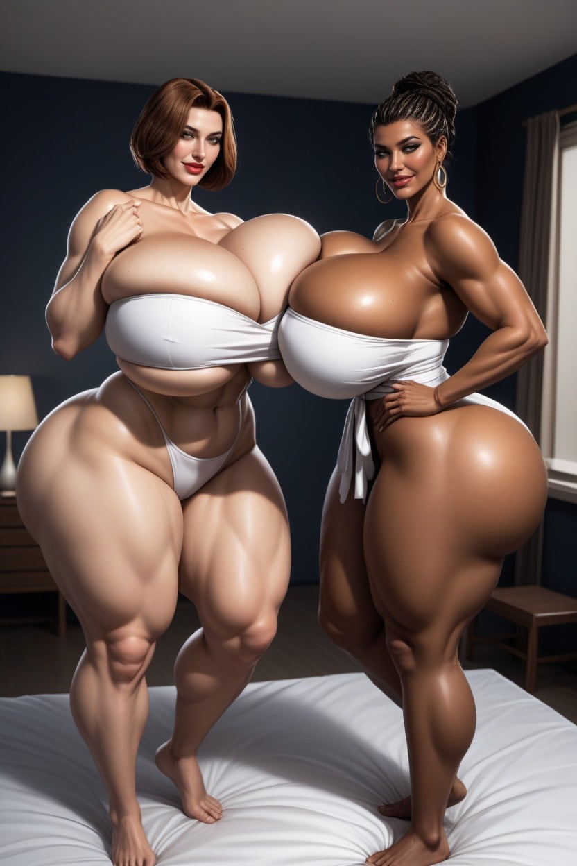 Squeezing Breasts, Extremely Large Ass, Thick Thighs AI Porn