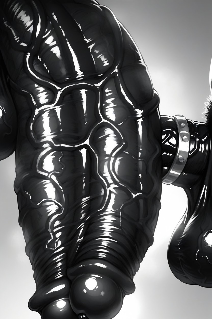 Thickest Girthy Black Penis, Side View, Deliciously Oiled AI Porn