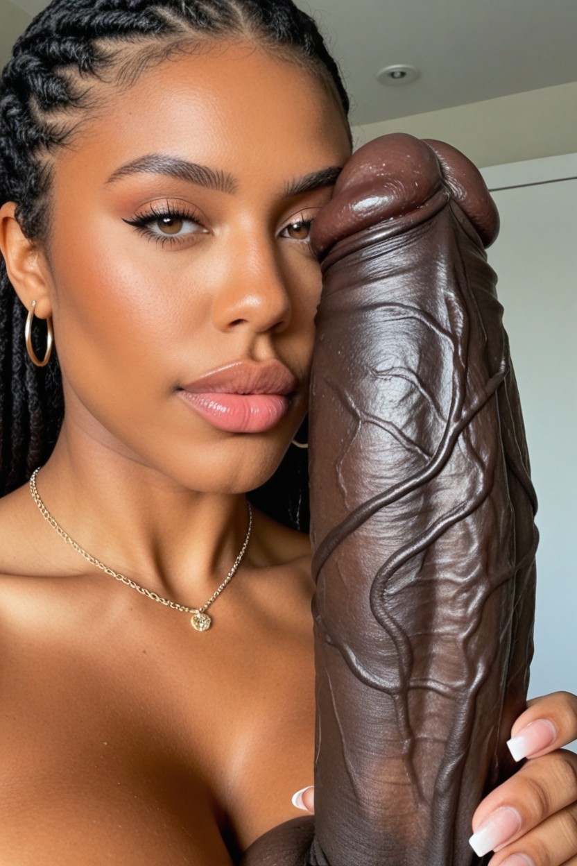 Huge Cock Tip, 18+, Side View Shemale AI Porn