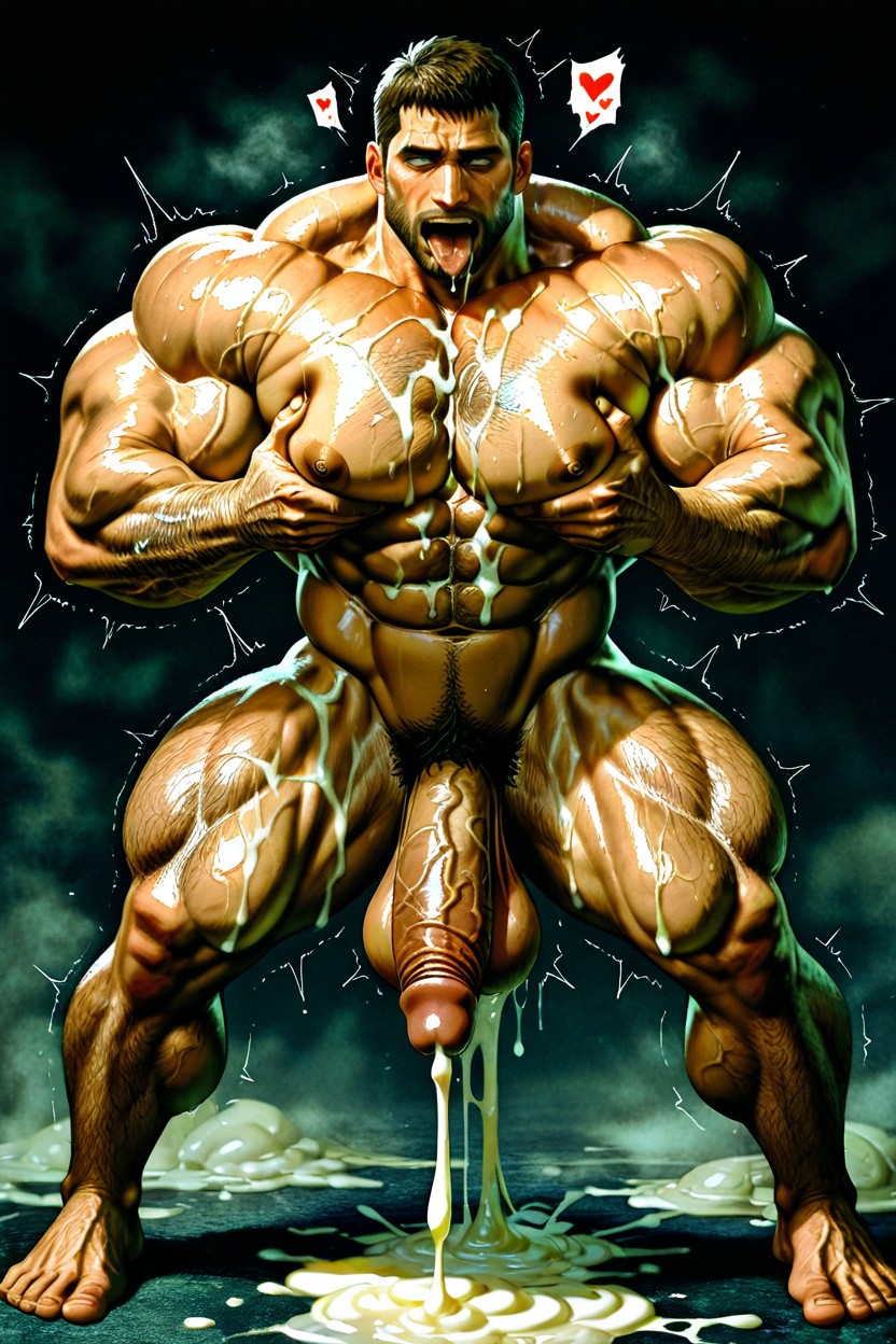 Cum Cover, Lots Of Cum In Ass, Bulky AI Gay Porn
