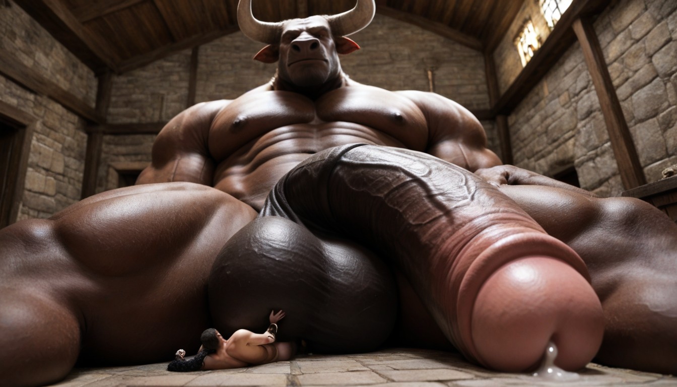Pony Cock, Testicles Bigger Than Man, Bottom Up View AI Gay Porn