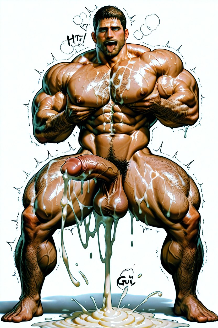 Oversized Muscles, Handsome, Hairy AI Gay Porn