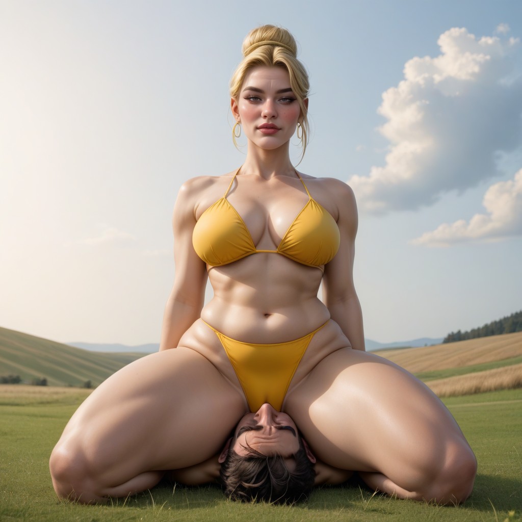Kneeling, Front View, Grey Eyes AI Porn