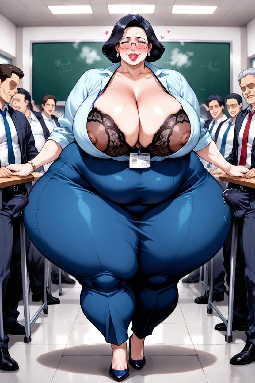 Extremely Large Ass, Large Areolae, Blushing AI Porn