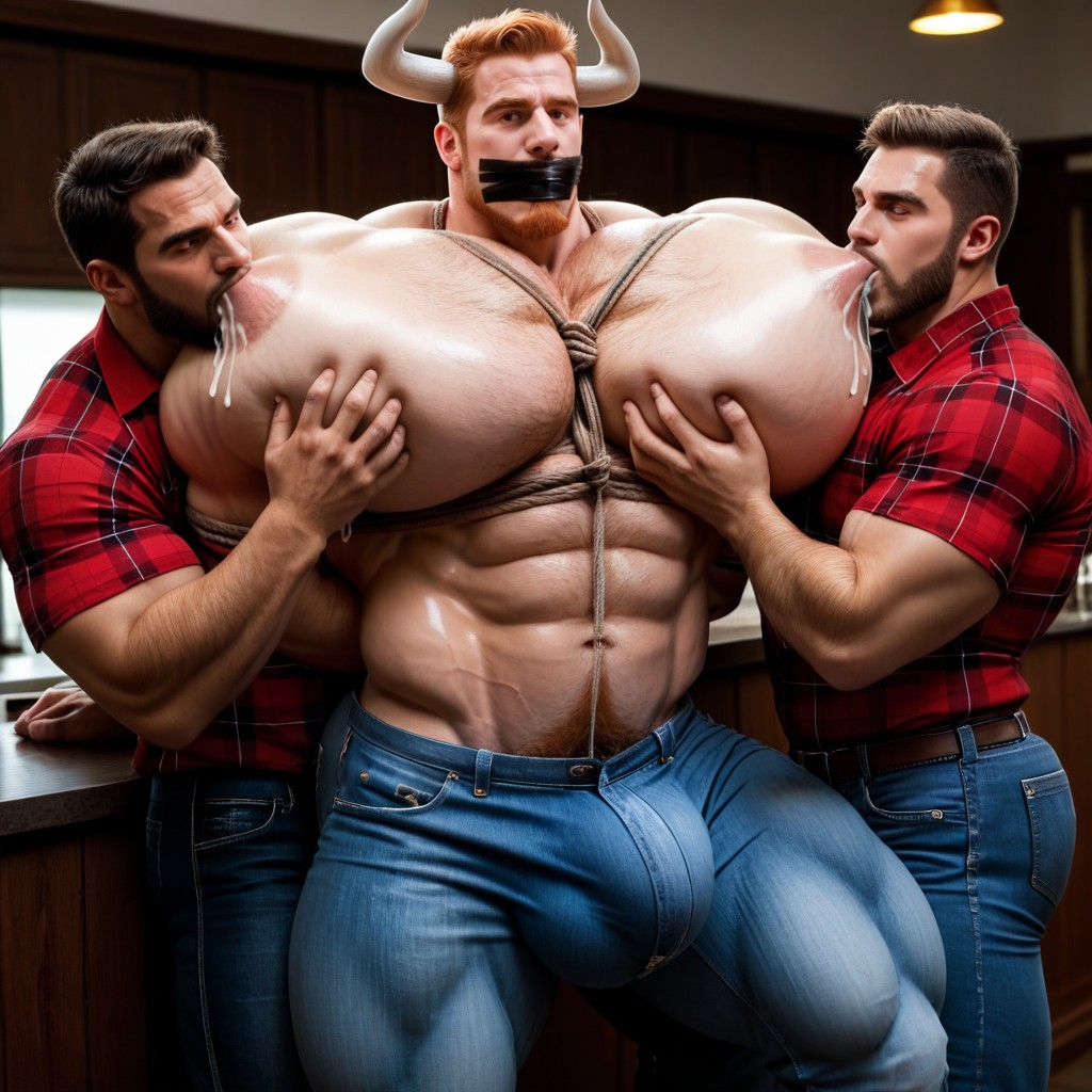 Nipple Suck, Hyper Breasts, Long Cattle Horns AI Gay Porn