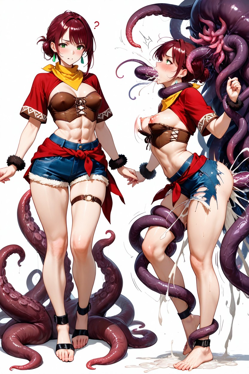 Hyper Torn Outfit Tentacles Anal Vaginal Deepthroat Face Cum, 역겨워하는, Tribal Outfit 헨타이 AI 포르노