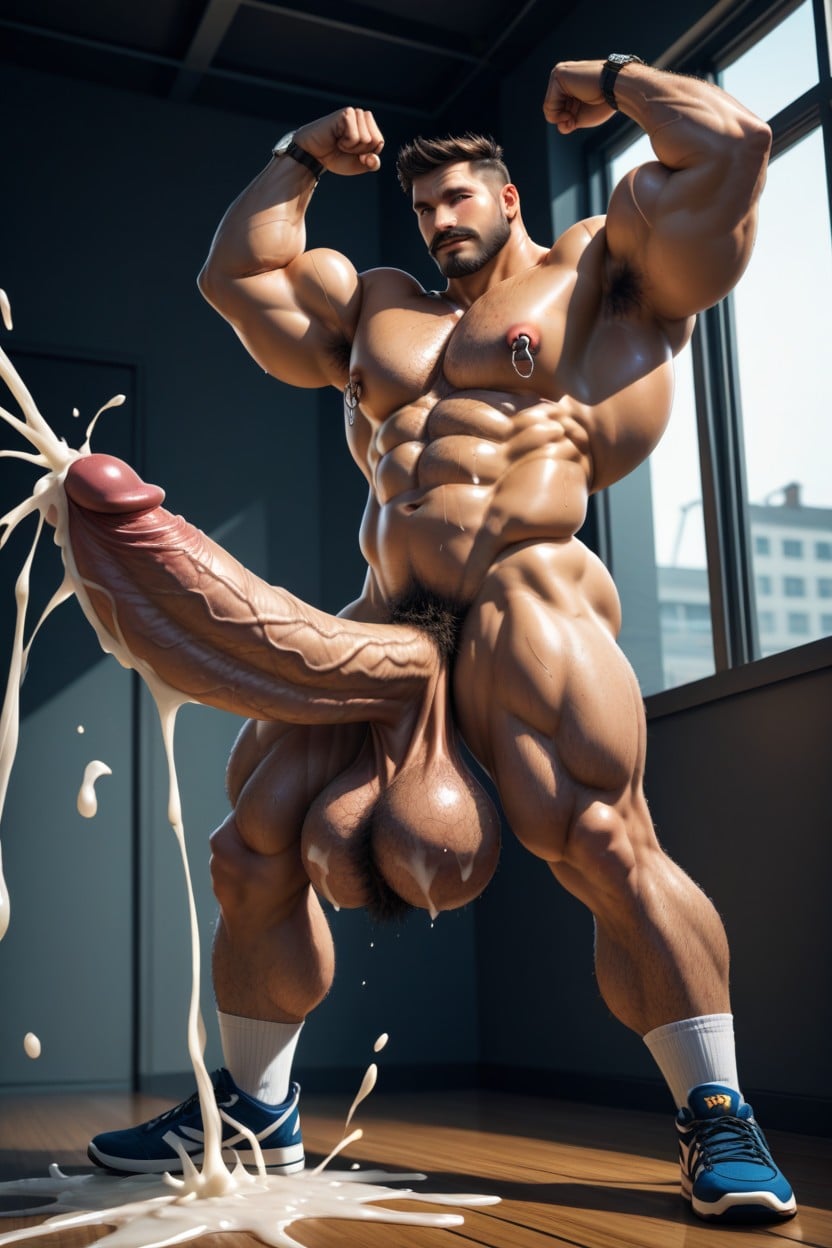 Oiled Skin, Balls Too Big, Cum On Chest AI Gay Porn