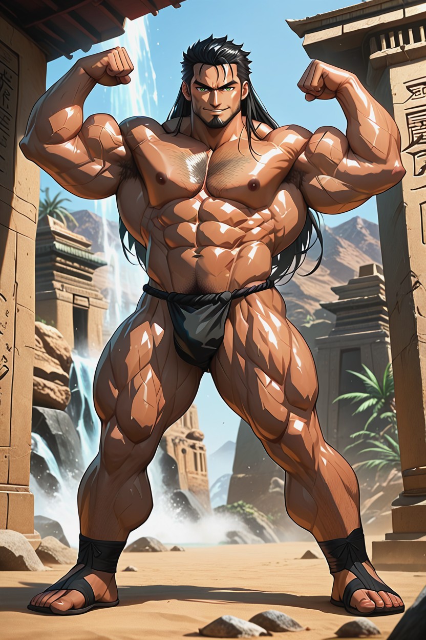 Full Body, Solo, Goatee AI Gay Porn