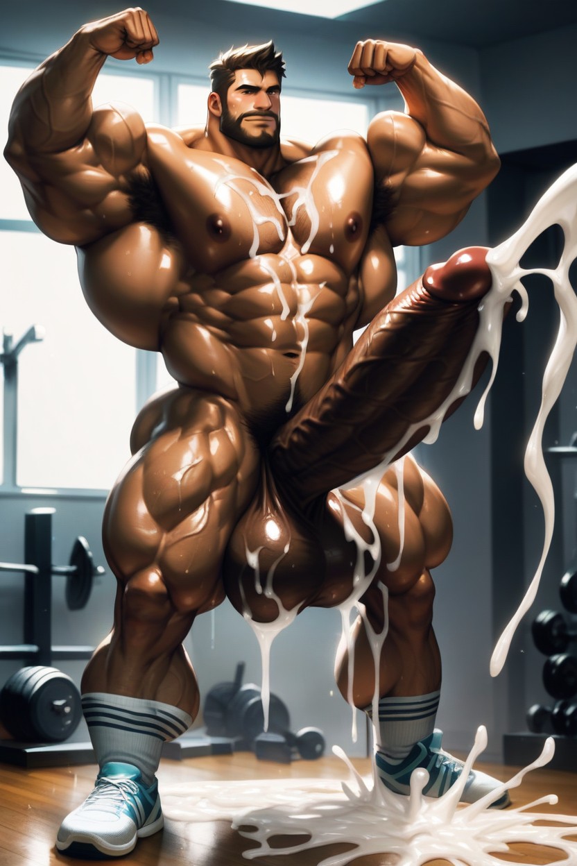 Massive Muscles, Very Sweaty, Balls Too Big AI Gay Porn
