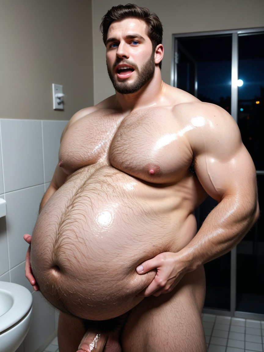 Night, Cock Visible, Obese AI Gay Porn