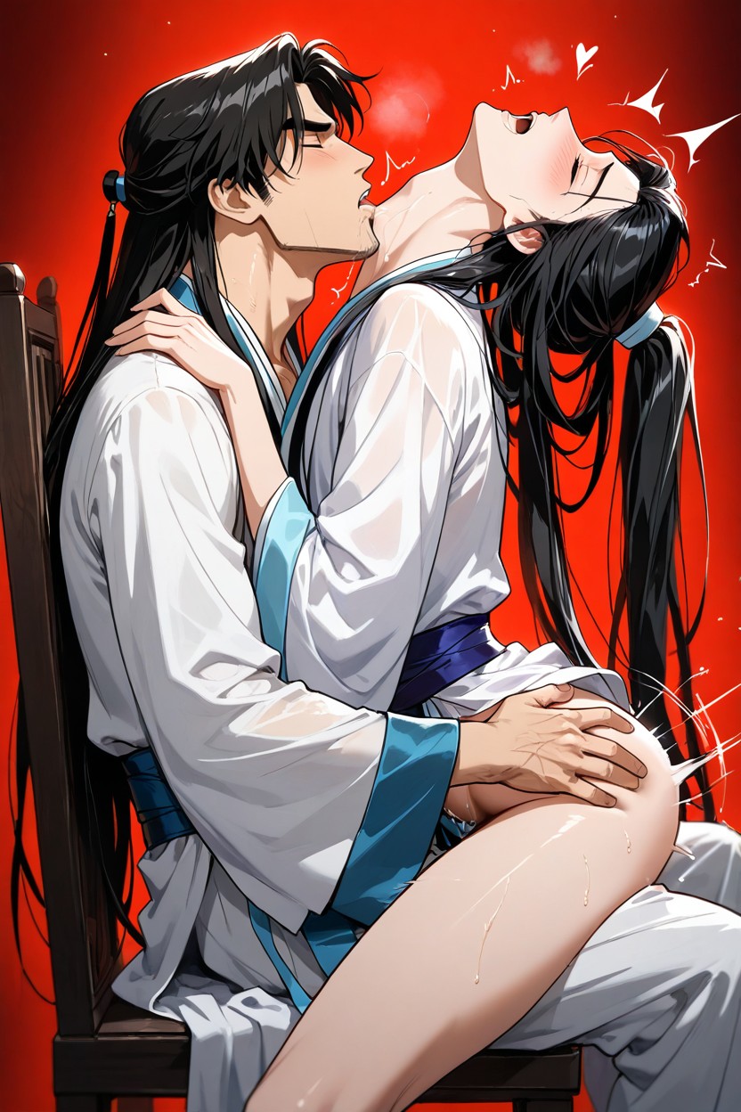 Power Dynamic, Messy Black Hair, Ectomorphic Build AI Gay Porn