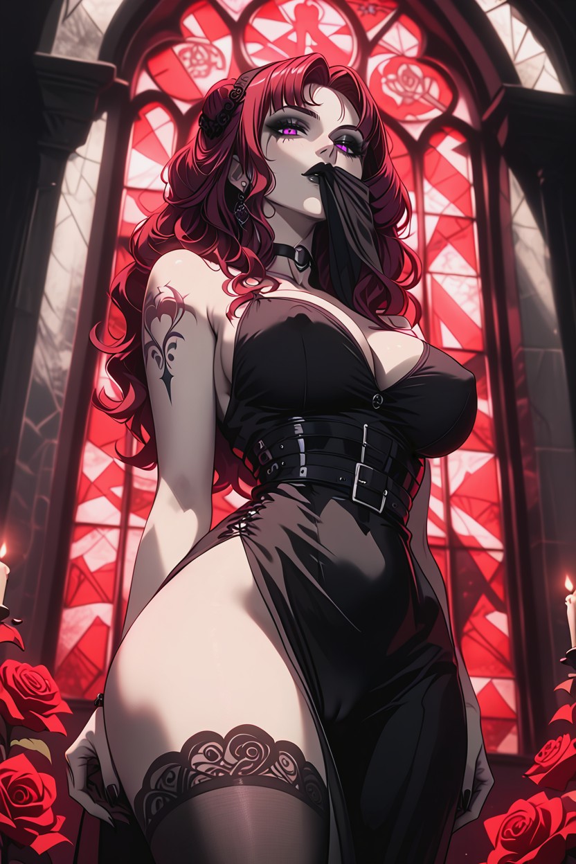 Black G String, Black Nails, Black Camisole Dress Hentai AI Porn