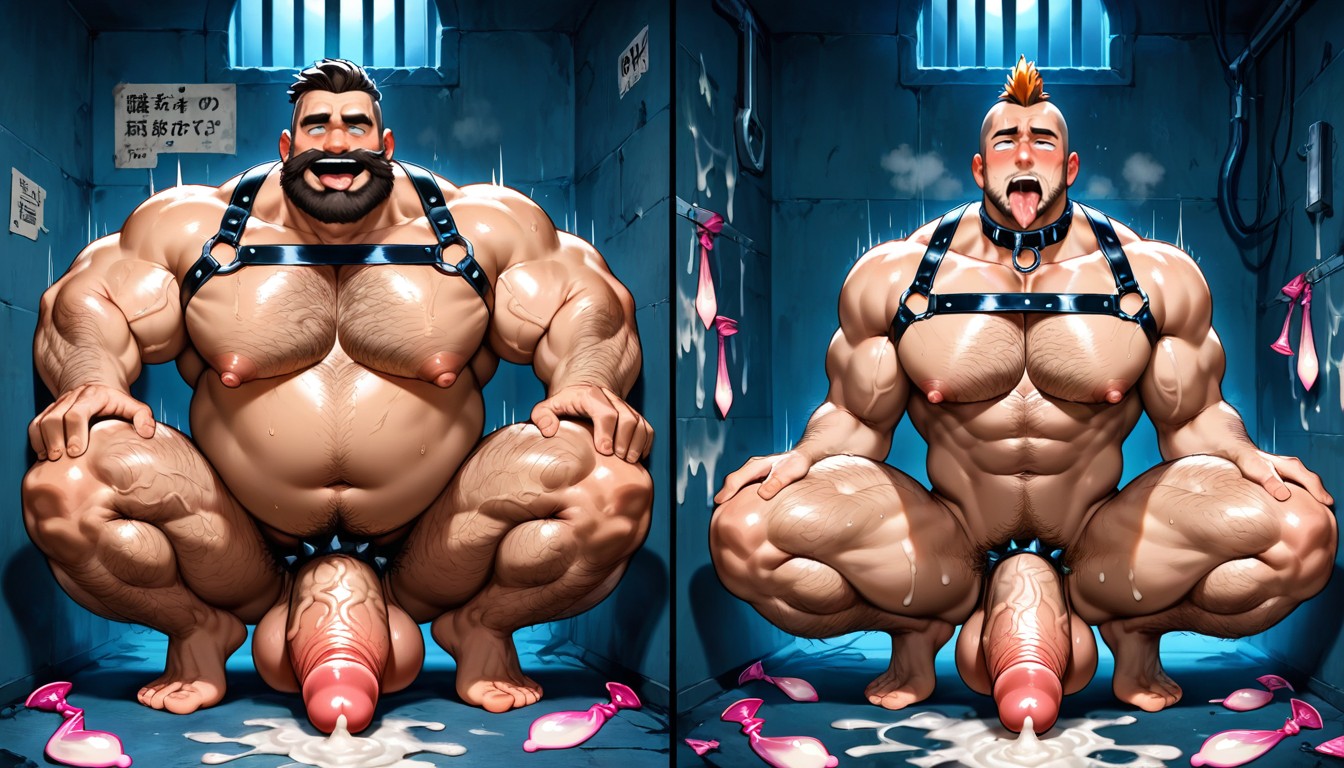 Handsome Face, Cum On Body, Collar AI Gay Porn