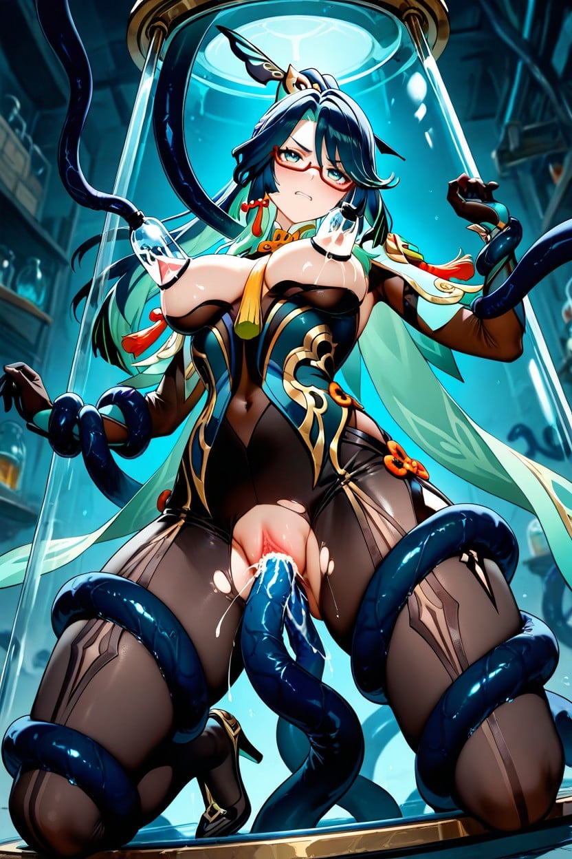 Sex With Tentacles, Exposed Nipple, Hands And Feet Bound By Tentacles Hentai AI Porn