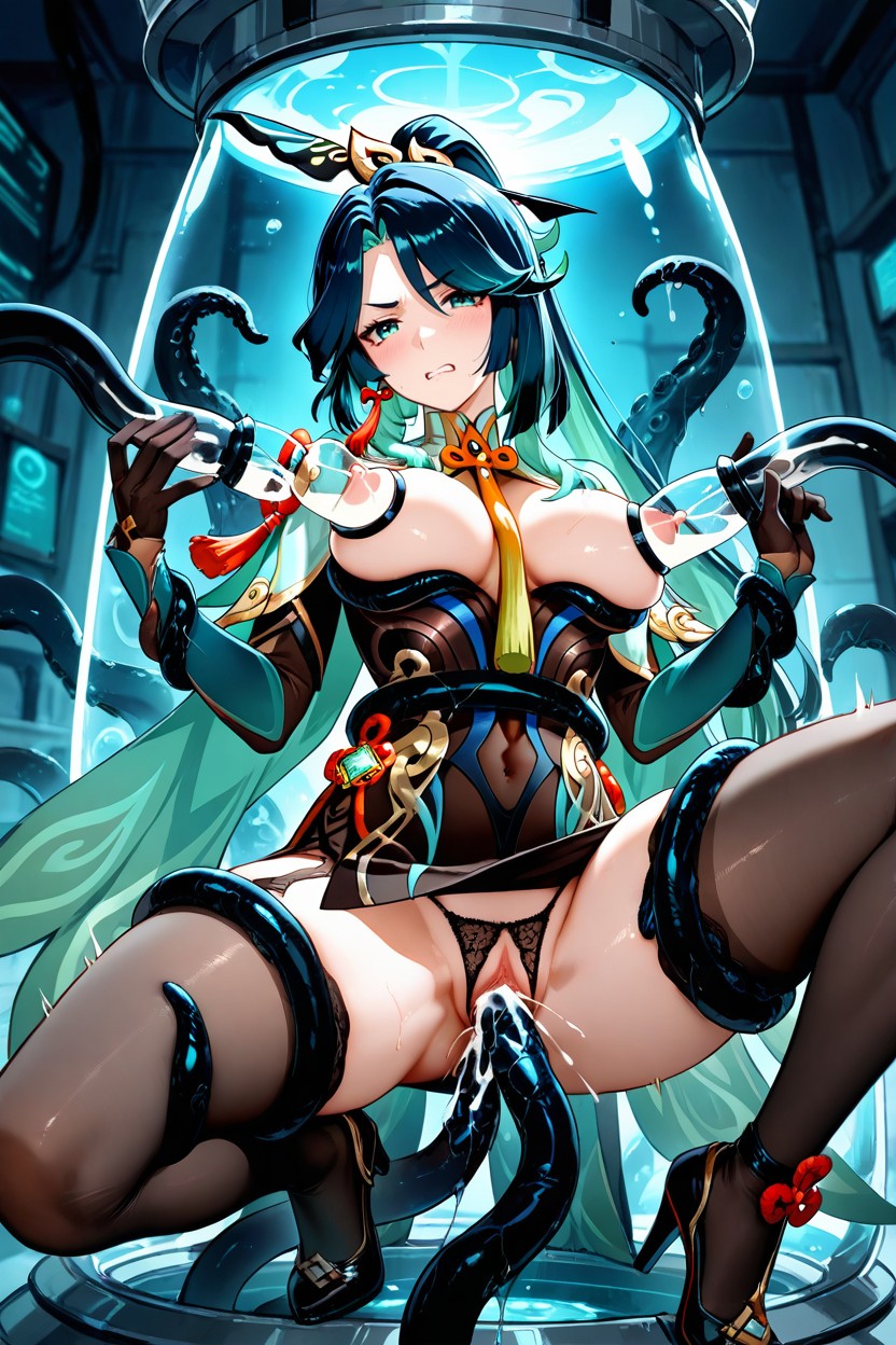 Exposed Nipple, And A Light Green Collar Ribbon, Tentacle Milking Breast Hentai IA