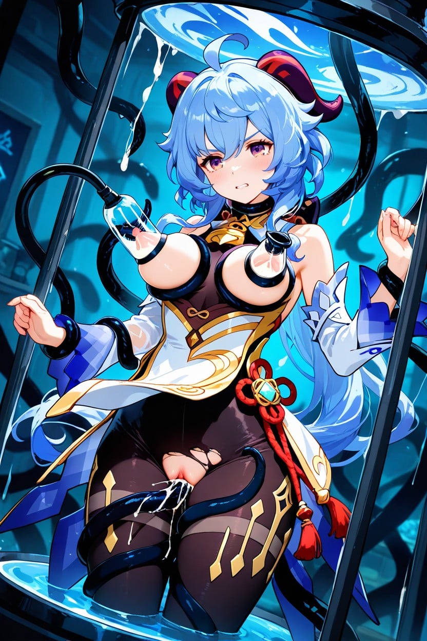 Motion Lines, Medium Breasts, Tentacle Restraints Hentai IA
