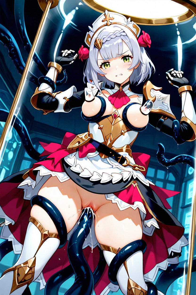Milking, White Stockings With Gold Armor Parts, Orgasm Hentai AI Porn