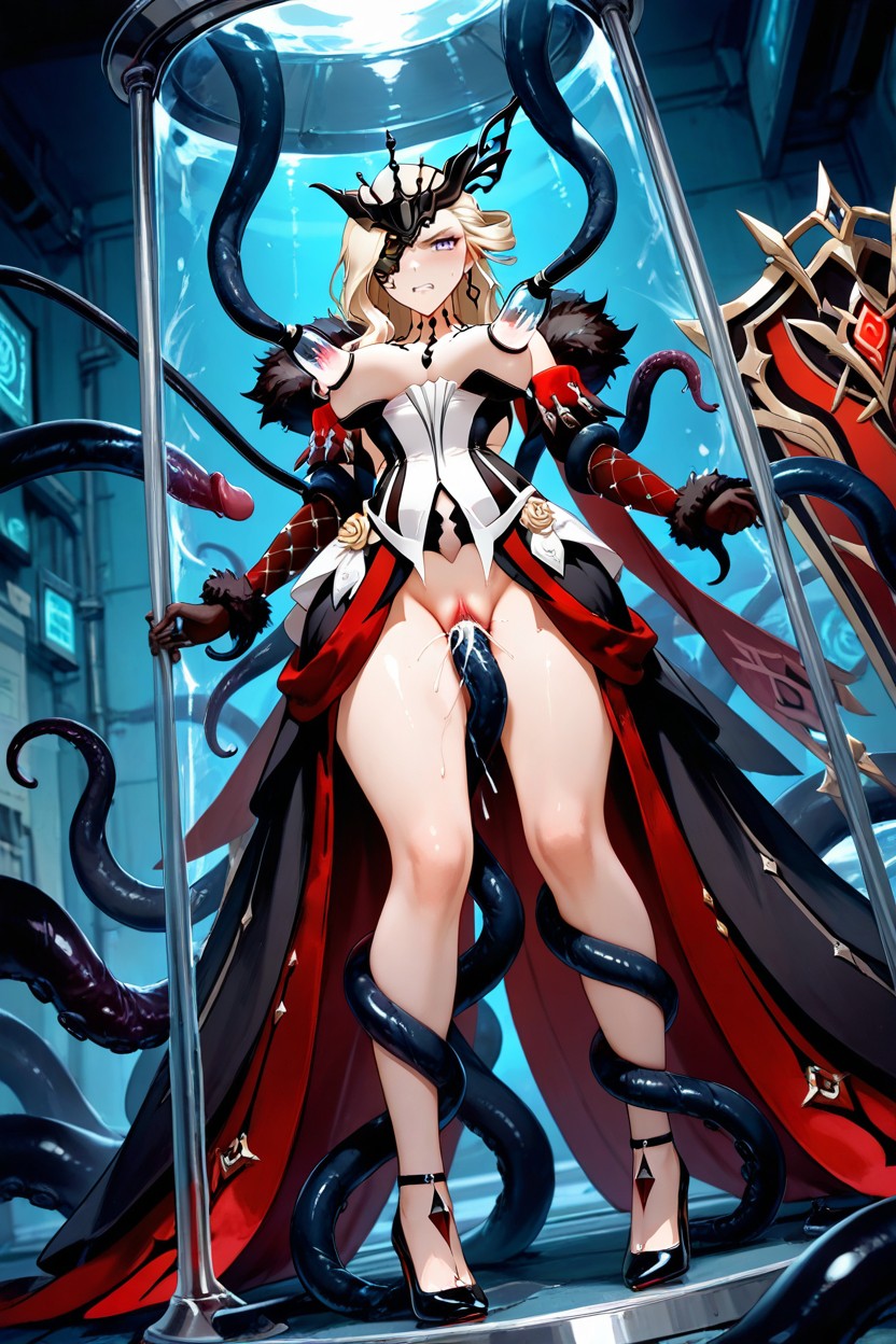 Milking Machine, Exposed Pussy, Tentacles Around Body Hentai AI Porn