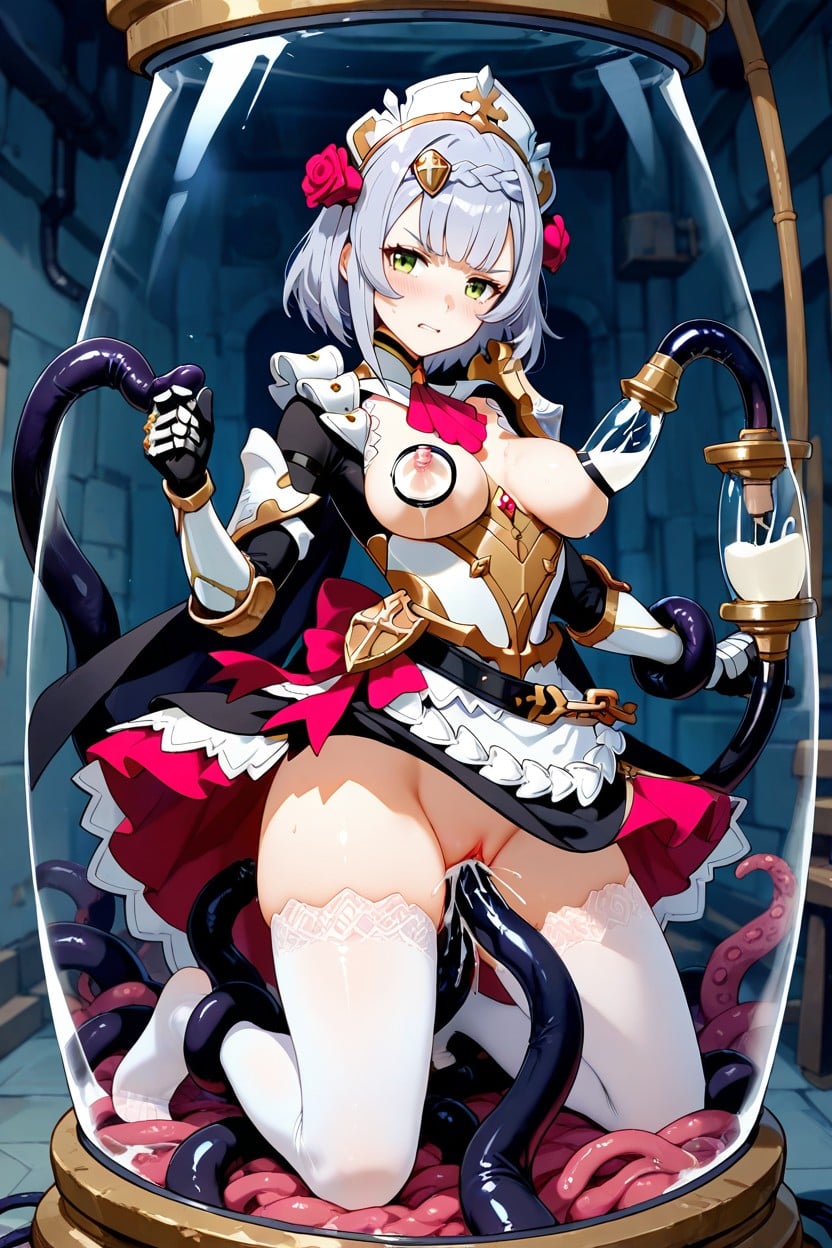 Tentacle Milking Breast, Disgusted, Black Cape With Red Roses Hentai AI Porn