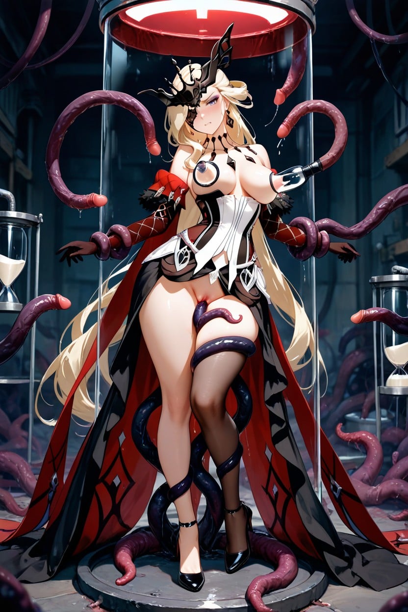 Hands And Feet Bound By Tentacles, Gothic Queen Outfit, Elegant Figure Hentai IA