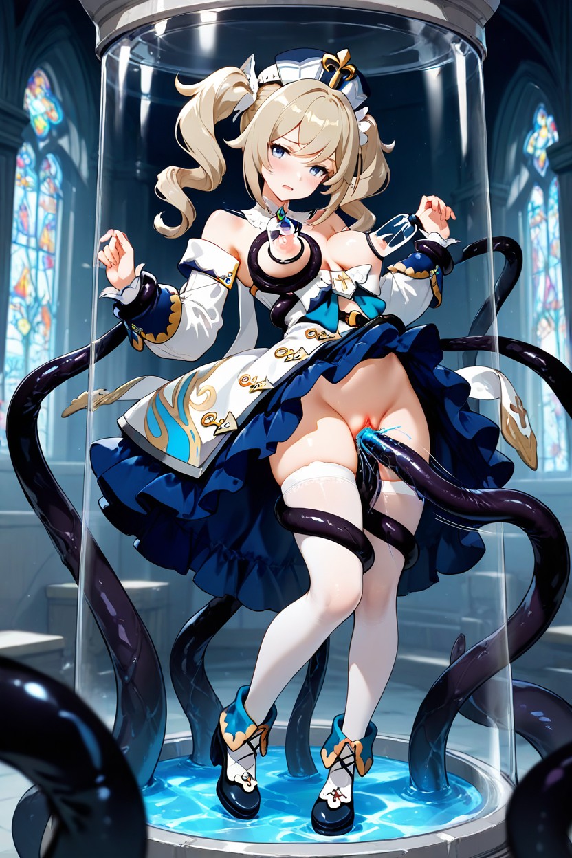 Tentacles Grabbing Breast, Tentacle Restraints, In Laboratory Hentai AI Porn