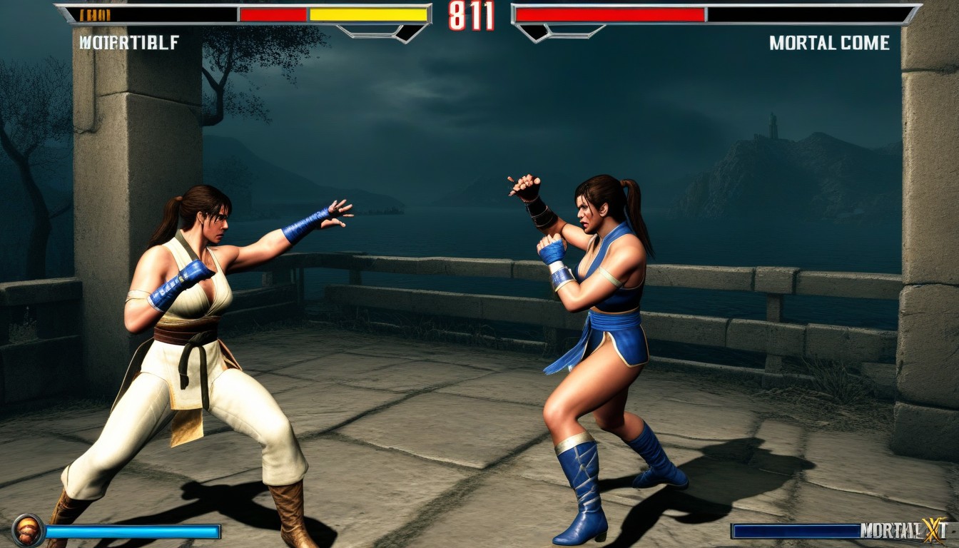Classic Game Artstyle, Mortal Combat Game Art Style, Sonya Vs Scorpion Fighting In Mortal Combat Game AI Porn