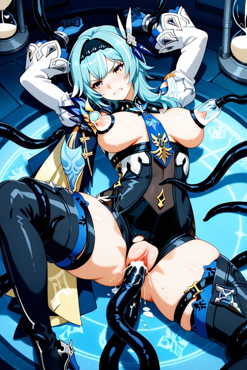 Tentacles Around Body, Head Tilt, Black Tentacles Grabbing Neck Hentai AI Porn