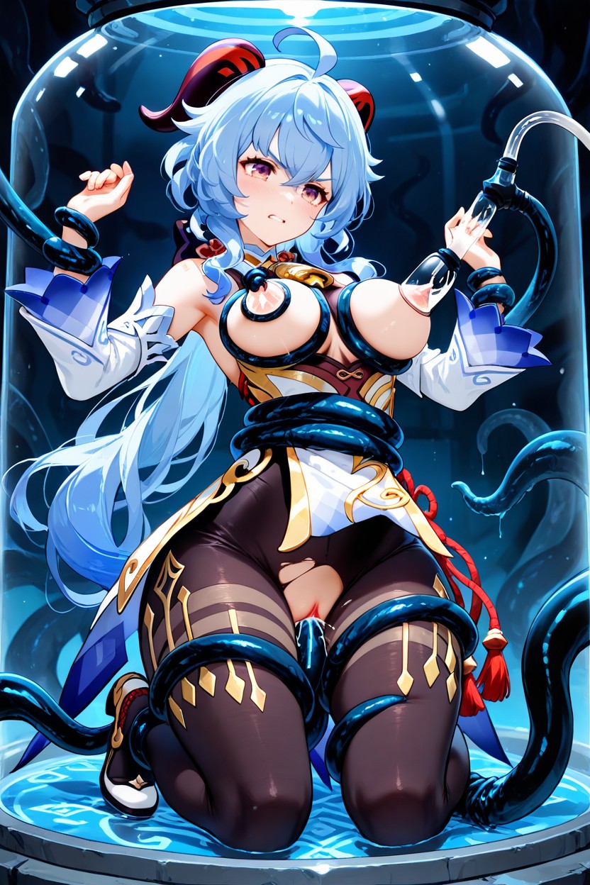 Tentacles Around Belly, Translucent Arm Sleeves Fading To Blue, Sex With Tentacles Hentai AI Porn
