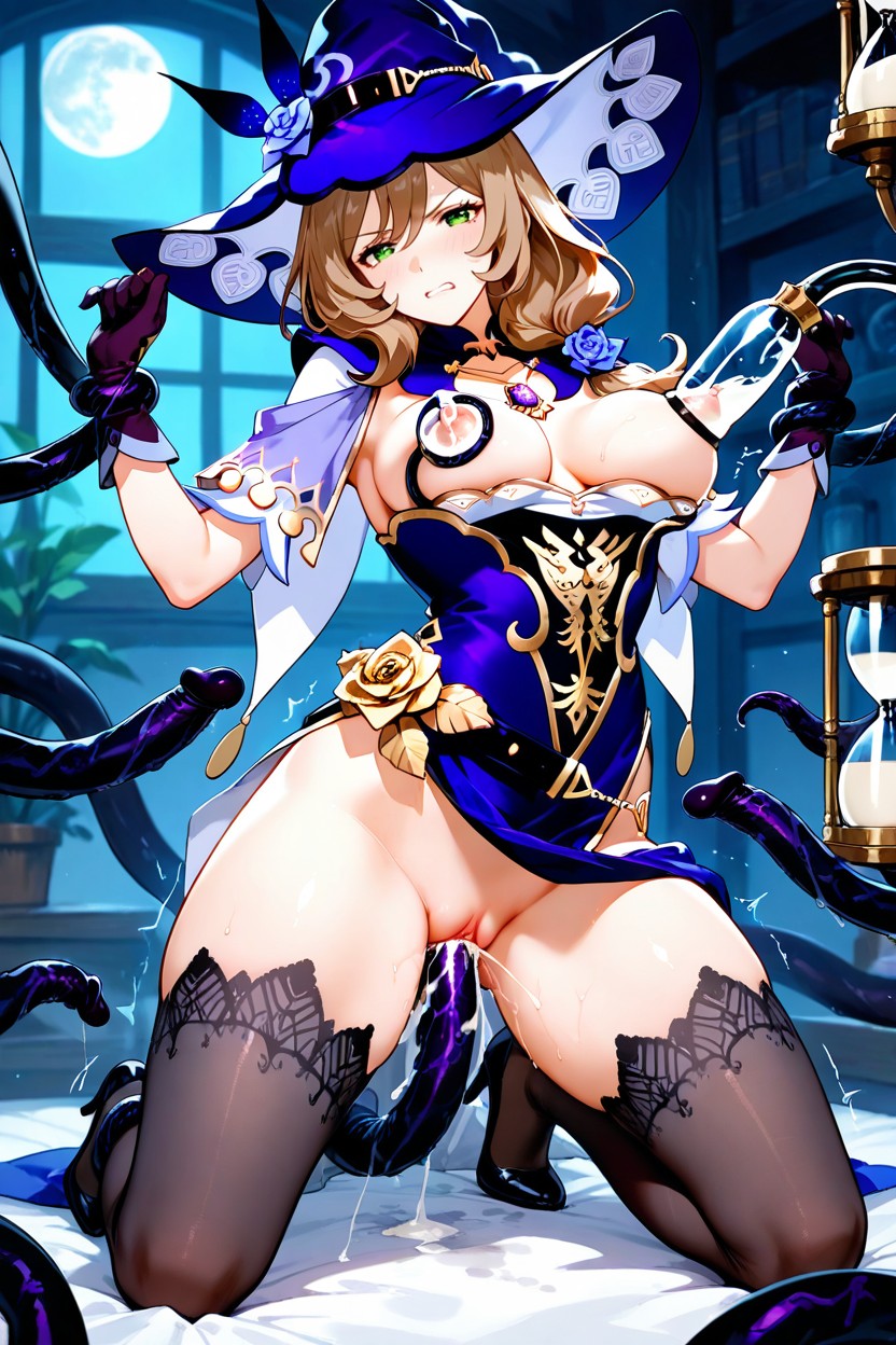 Tentacles Around Body, White Inner Blouse, Medium Breasts Porno IA Hentai