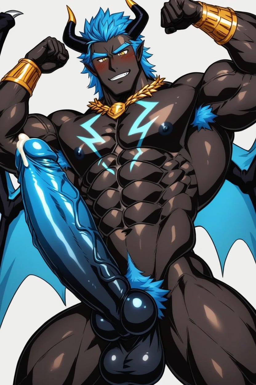 Double Penis, View From Below, Gold Jewelry On Arms AI Gay Porn