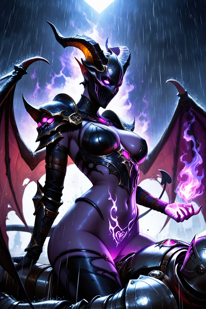 Raining, Lean Body, Succubus AI Porn