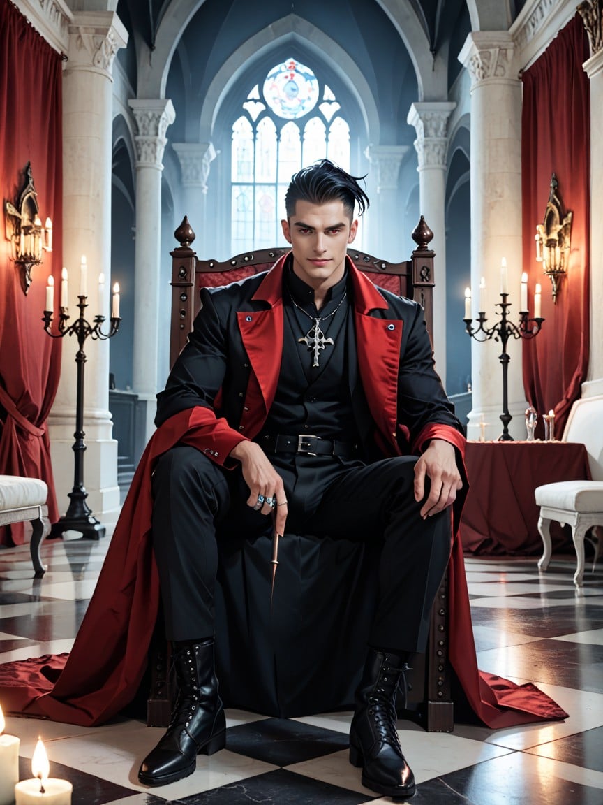 Polished Boots, Dark Gothic Atmosphere, Slight Smile AI Gay Porn
