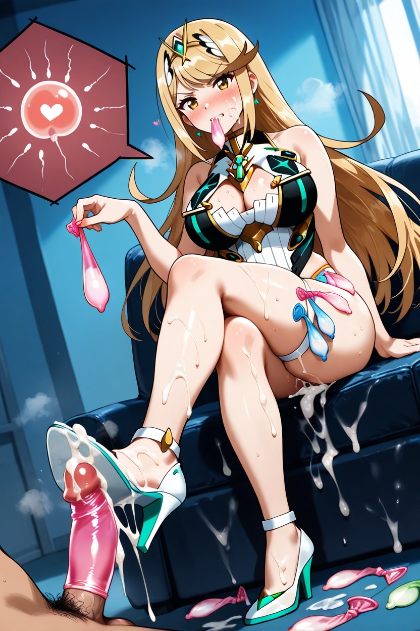 Sitting, After Sex, Mythra From Xenoblade Chronicles Hentai AI Porn