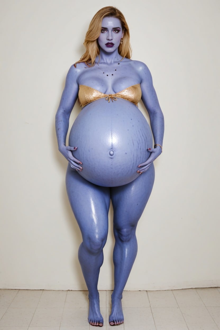 Ultra Detail, Worried, Dark Blue Skin Like A Blueberry AI Porn