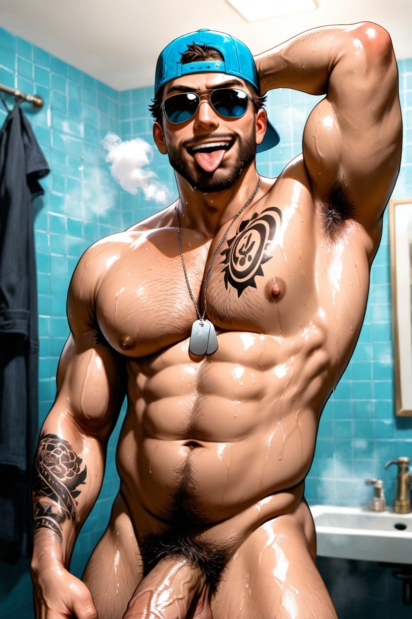 Muscular, Chest Hair, Beard AI Gay Porn