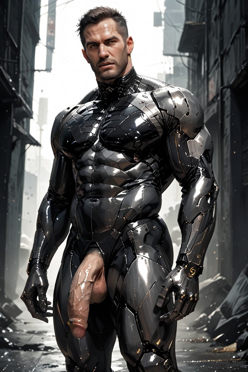 Hunk, Erect Nipples, Adam Jensen AI Gay Porn