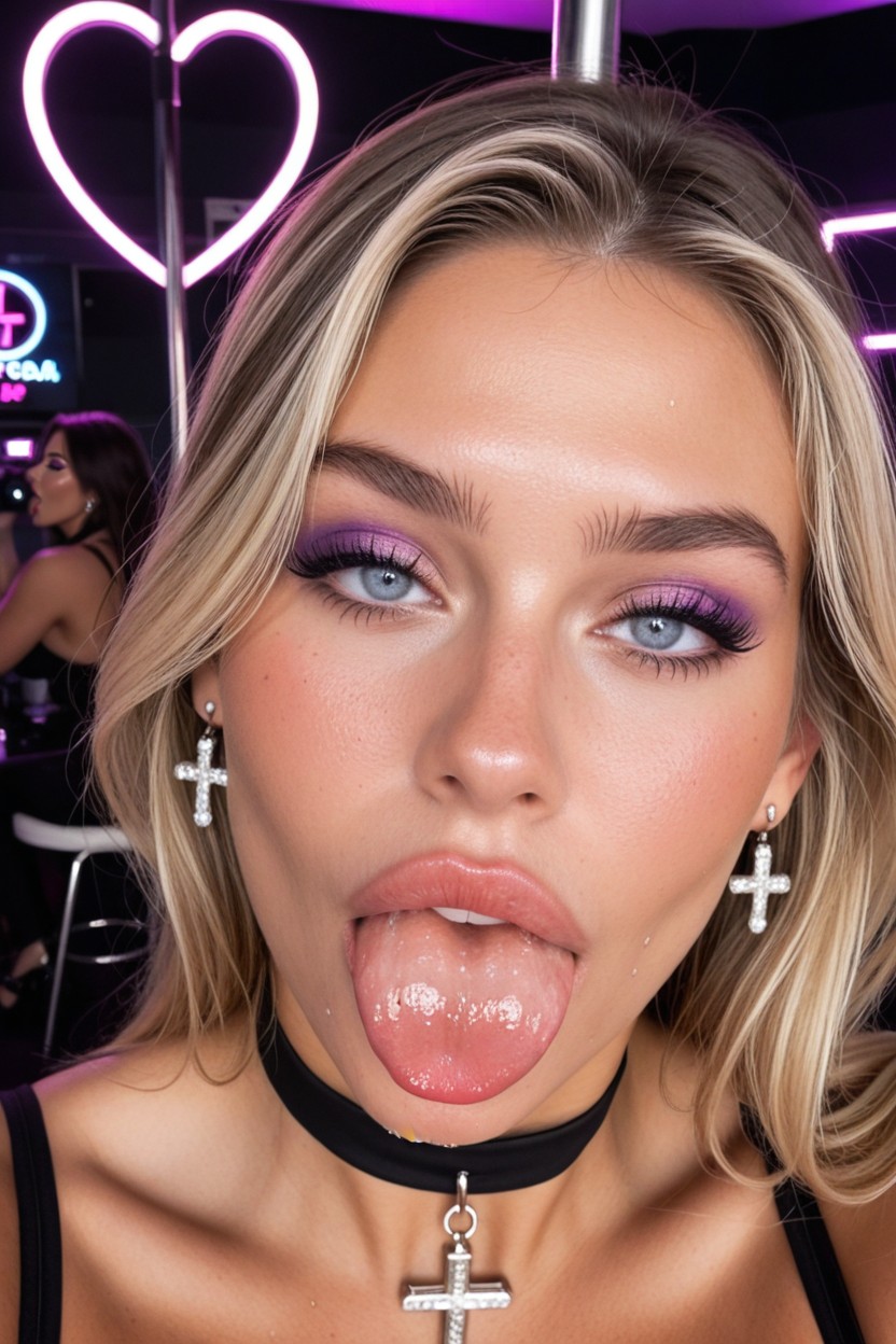 Pov, Extremely Long Tongue, Beautiful AI Porn