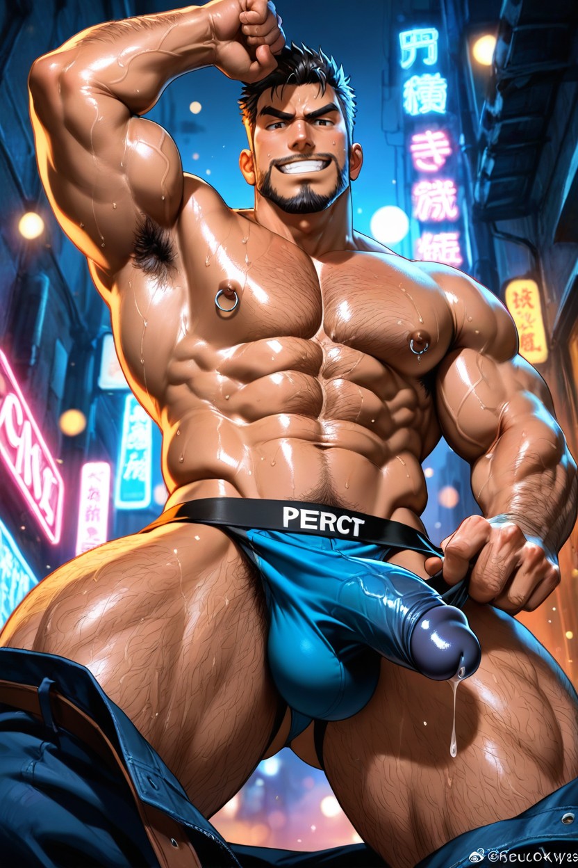 Attractive Body, Detailed Background, Hairy AI Gay Porn