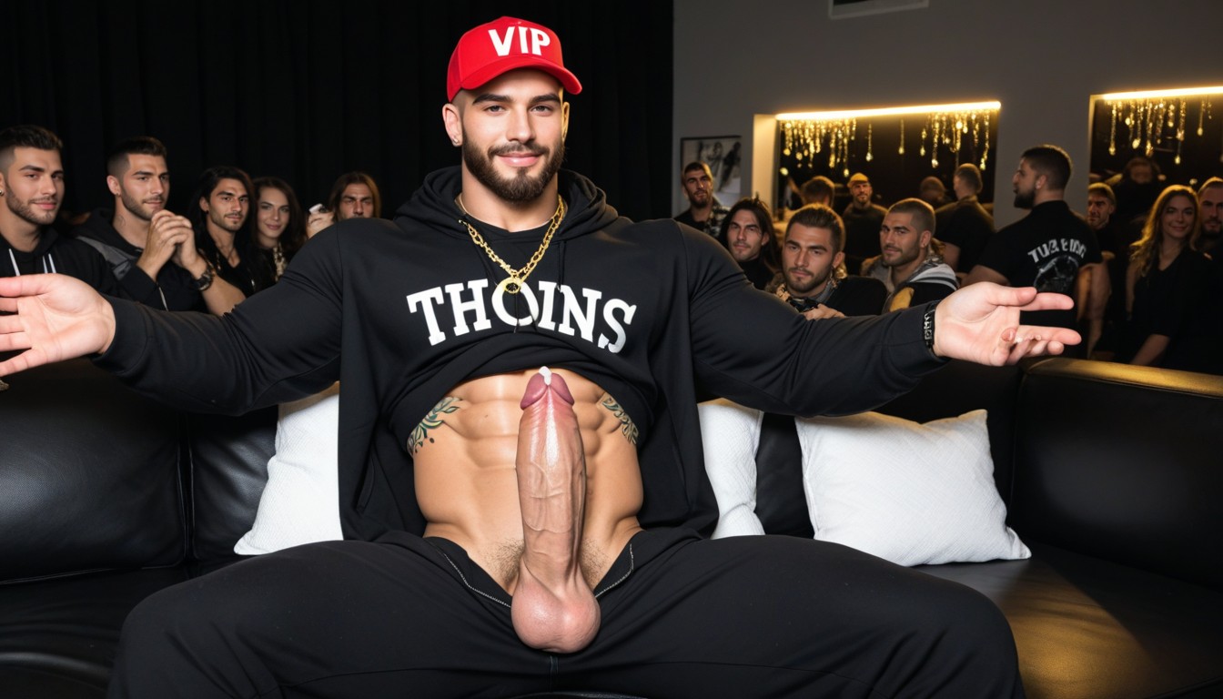 Tattoos On Neck, Strings Of Clear Precum, Private Vip Room AI Gay Porn