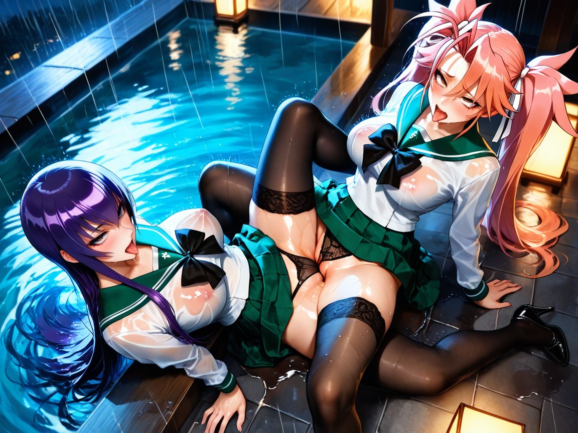 Tongue Out, Skinny, Lesbian Sex Hentai AI Porn