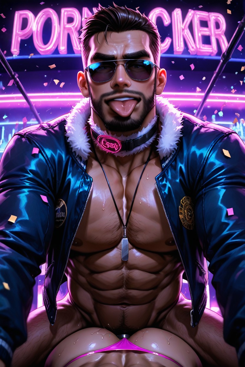 Front View, Dark, Jacket With Nothing Underneath AI Gay Porn
