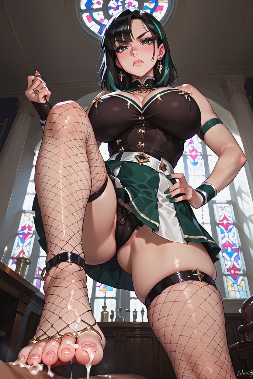 Foot Lifted, Hands On Hips, Detailed Face Hentai IA