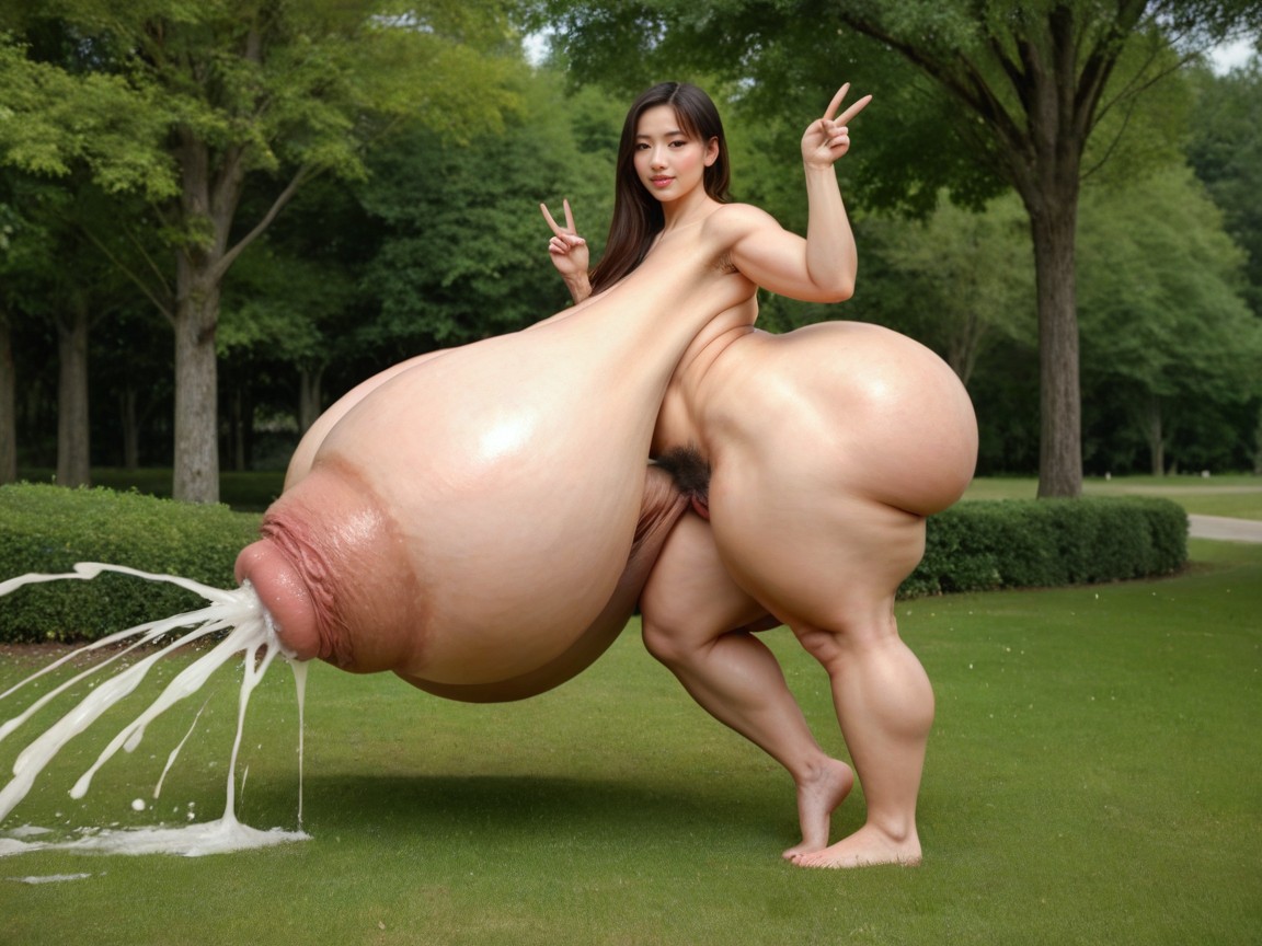 Vagina Bulging, Gigantic Labia, Knee AI Porn