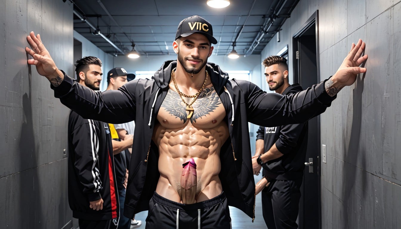 Dark Dominant Look, Shaved Hair Buzzed, Abs Visible AI Gay Porn